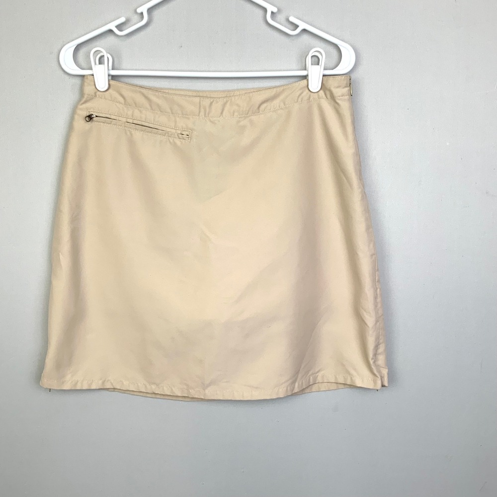 Patagonia Sz 6 Khaki Tan Duway Skirt Skort Side Zips Pocket Hiking Outdoors